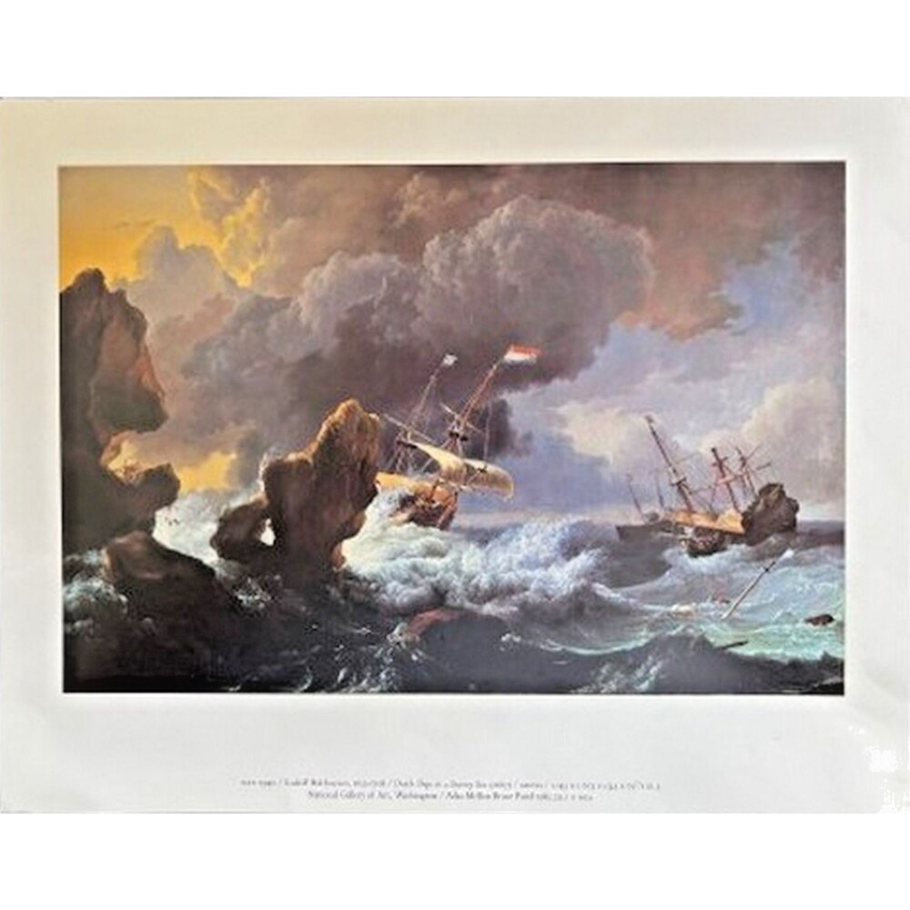 Dutch Ships in a Stormy Sea Print 1667 Ludolf Bakhuysen 1631-1708
